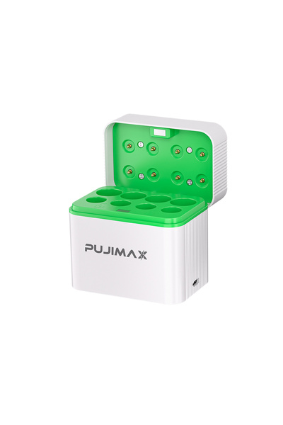 Choice شاحن بطاريات PUJIMAX بشاشة LED بيضاء، يدعم بطاريات AA/AAA، مزود بـ 8 ف...