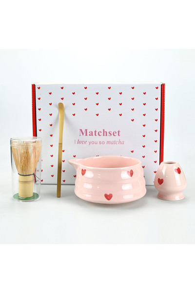 choice2 Pink Heart 4pcs 2/4/5pcs Matcha Whisk Set with Pink Heart Design, Mat...