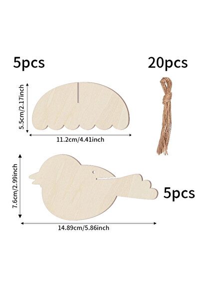 Choice 5pcs YOMDID 5pcs Unfinished Wooden Ornaments - Blank Wooden Bird Hangi...