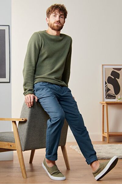 Tchibo بنطال رجالي سادة غير مطاطي بقصة عادية، لون كحلي