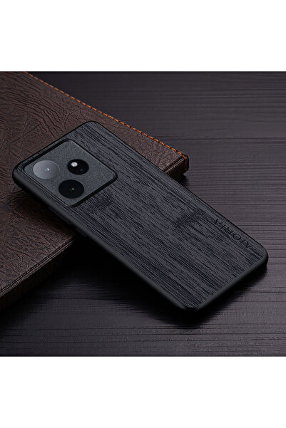 Choice4 جراب Realme GT 7 أسود لهاتف GT 7 7T، غطاء هاتف جلد فاخر بنقشة خشب بام...