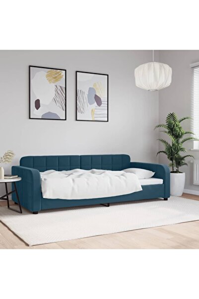 Concept Pat de zi, albastru, 90x200 cm, catifea