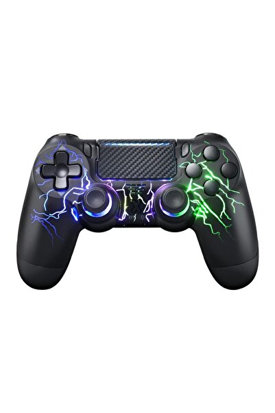 Choice3 وحدة تحكم لاسلكية سوداء بنمط البرق لأجهزة PS4/ Pro/Slim والكمبيوتر ال...