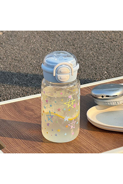 Choice3 زجاجة ماء زرقاء لطيفة سعة 500 مل مع شفاطة، كوب ماء بلاستيكي محمول بغط...