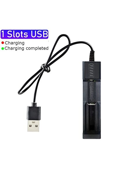 Choice1 شاحن بطارية 18650 بفتحة واحدة، أسود اللون، يدعم شحن بطاريتين 18650، ب...