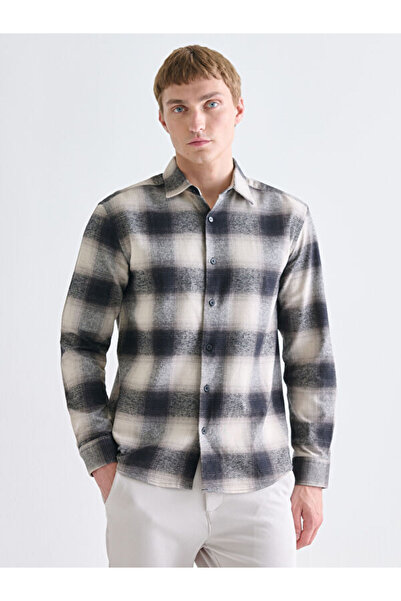 LC Waikiki Rmz Gi̇yi̇m Farkiyla Standard Fit Long Sleeve Checkered Embroidere...