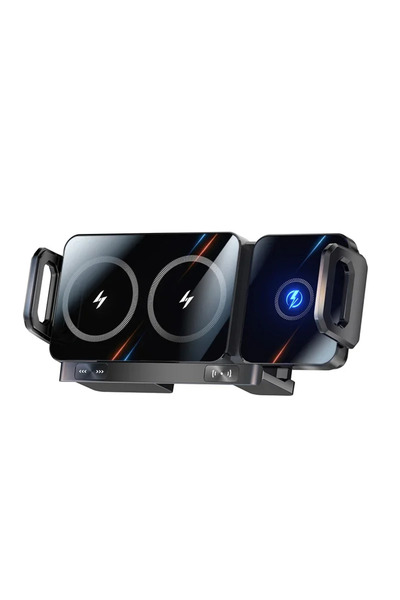 Choice1 شاحن سيارة لاسلكي ثنائي الملفات أوتوماتيكي أسود اللون لهواتف آيفون Z ...