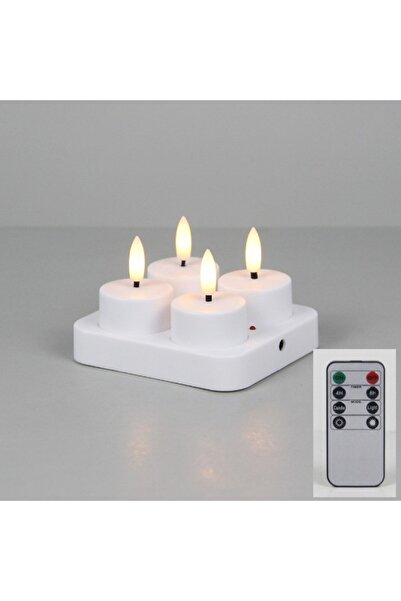 Choice3 4 شموع LED قابلة لإعادة الشحن مع جهاز تحكم عن بعد، مزودة بمؤقت، بدون ...