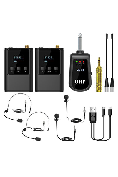 Choice1 نظام ميكروفون لاسلكي مزدوج من وان دراغ تو، سماعة رأس/ميكروفون حامل/مي...