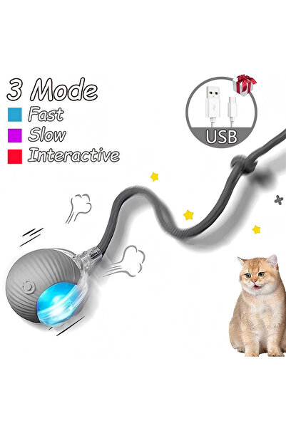 Choice لعبة كرة تفاعلية للقطط الرمادية، كرة دوارة أوتوماتيكية، ذيل صناعي، لعب...