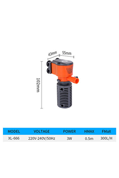 Choice1 مضخة مياه غاطسة لحوض السمك 3 في 1 بقوة 3 واط، تعمل بجهد 220-240 فولت ...