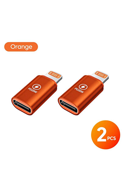 Choice3 قطعتان - برتقالي اللون، محول OTG من النوع C إلى Lightning لأجهزة iPho...
