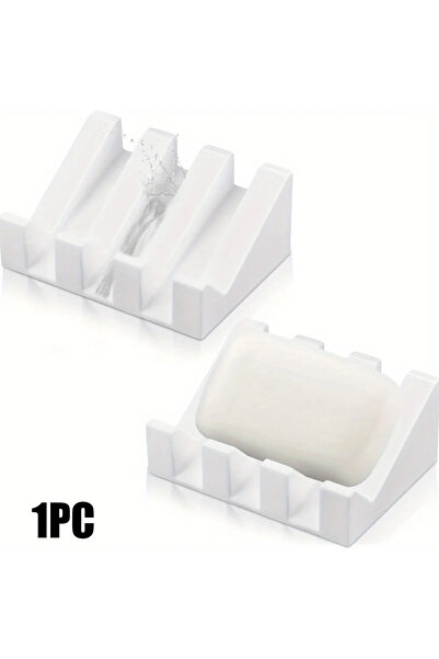 Choice1 White Silicone Self-Draining Soap Dishes with Waterfall Design Rectan...