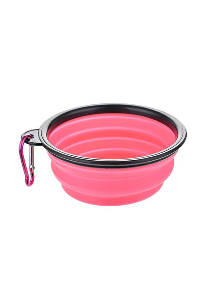 Choice13 وعاء طعام وماء قابل للطي من السيليكون الوردي سعة 350 مل، مناسب للحيو...