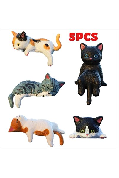 Choice 1 Set 5-Pack Healing Anti-Loneliness Cat Figurines | Resin Desktop & C...