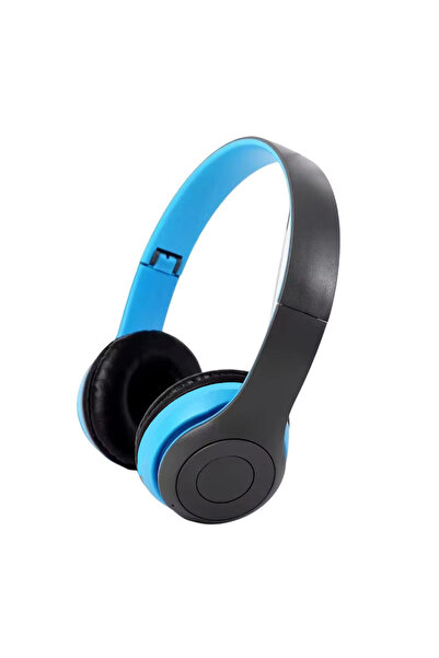 choice2 سماعات رأس لاسلكية زرقاء P47 بتقنية بلوتوث 5.0، قابلة للطي، صوت ستيري...