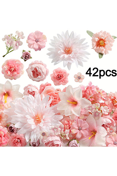 Choice1 عبوة من 42 قطعة - D تحتوي على 42 قطعة من رؤوس زهور الورد حرير الاصطنا...