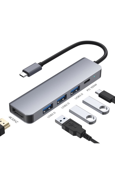 Choice5 DLY-40 5 in 1 USB C Hub, 5 in 1 Multiport Adapter with HDTV 4K30Hz, U...