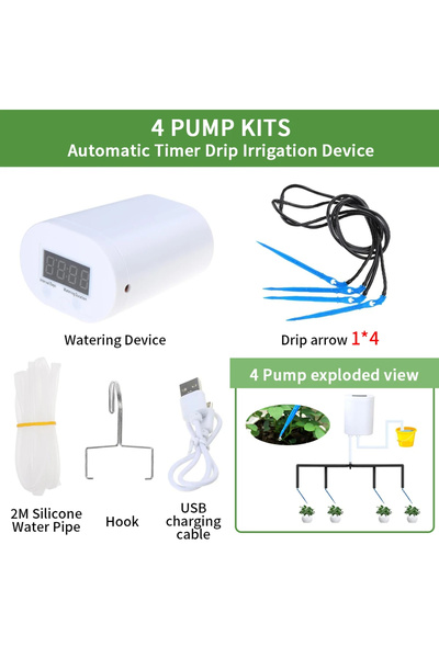 choice2 4 pump kit Automatic Plant Flower Watering Pump Home Sprinkler Drip I...
