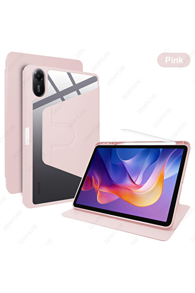 choice2 جراب وردي اللون مزود بحامل دوار لجهاز Redmi Pad 2 مقاس 11 بوصة (إصدار...
