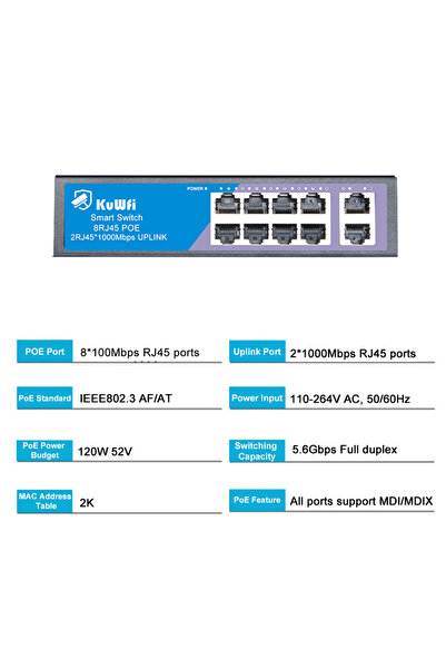 Choice F08G20-J 4/8Port POE Ethernet Switch 100Mbps 48V POE Network Switch wi...