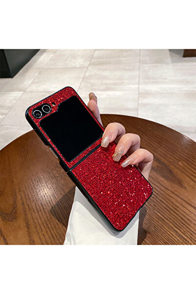 Choice28 غطاء خلفي لون سادة بلون أحمر لامع لهاتف سامسونج Z Flip 7 6 5 4 3 5G،...