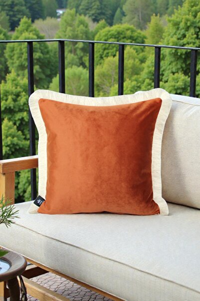 LUX VIE غطاء وسادة 45x45 سم من قماش بيبي فيس مع شراشيب كريمية