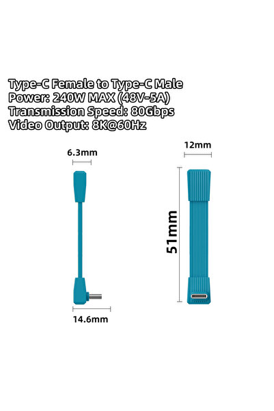 Choice10 51mm FPC-240W-MG-LS USB 4.0 Type-C to Type-C cable 240W fast chargin...