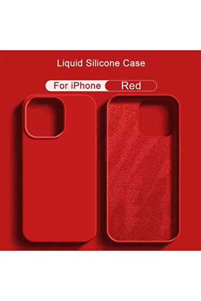 Choice جرابات سيليكون سائلة ناعمة حمراء اللون لهواتف آيفون 13، متوافقة مع هوا...