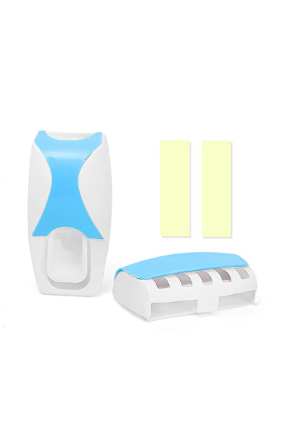 choice2 حامل فرشاة أسنان أزرق (مجموعة واحدة) مع موزع معجون أسنان أوتوماتيكي، ...