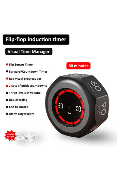 Choice مؤقت تينسول ميني فليب أسود اللون، يعمل بحساس الجاذبية، مزود بـ 7 إعداد...