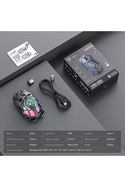 Choice ماوس الألعاب اللاسلكي الجديد خفيف من أونيكوما DM02-Grey، طراز 2025، بت...