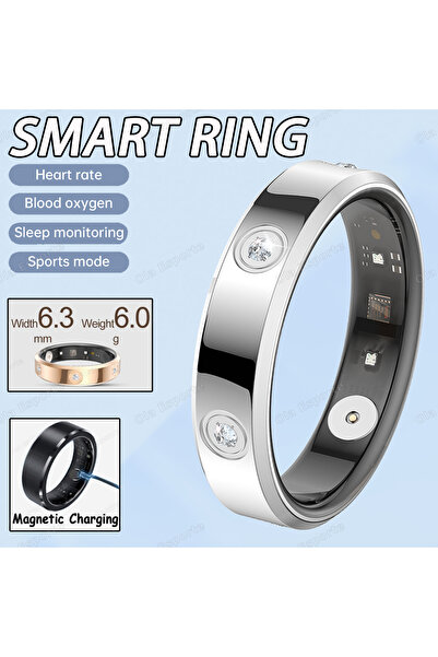 Choice3 خاتم ذكي فضي 2025 للنساء والرجال، رفيع للغاية 6.3 مم، مزود بمراقبة مع...