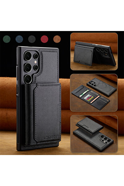 Choice32 غلاف هاتف فاخر أسود اللون جلد محفظة ماج سيف 2 في 1 من الجلد، متوافق ...