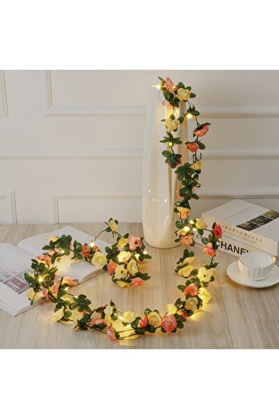 Choice8 2AA BATTERIES Spring Yellow 250CM Rose Vine With LED Lights Artificia...