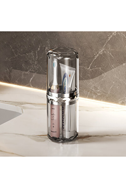 choice2 حامل معجون أسنان وفرشاة أسنان أسود، منظم حمام للسفر، صندوق تخزين أكوا...