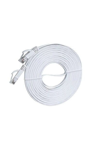 Choice3 كابل إيثرنت CAT 6 أبيض مسطح بطول 15 مترًا، عالي السرعة، صلب، مسطح، لش...