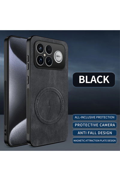 Choice6 حافظة لهاتف Mi Poco F8 Pro باللون الأسود، حافظة فاخرة من الجلد مع حما...