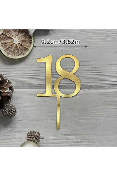 Choice15 1pc I 18th Birthday Acrylic Cake Topper Elegant Coming of Age Gold G...