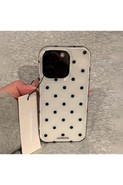 Choice36 غلاف هاتف أبيض بتصميم بسيط بنقاط سوداء وبيضاء، متوافق مع هواتف آيفون...