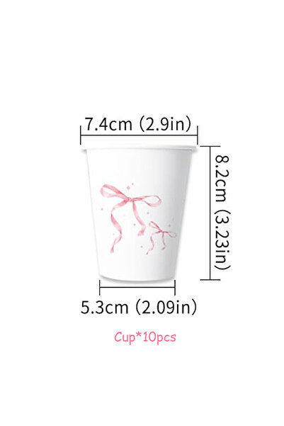 Choice4 cup-10Pcs Pink Bow Birthday Decorati - Includes Bow Plates,Napkins,Cu...