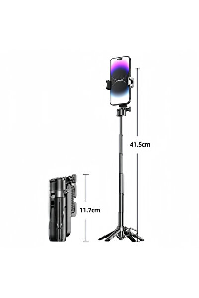 Choice حامل ثلاثي القوائم محمول أسود اللون مزود بتقنية بلوتوث وجهاز تحكم عن ب...