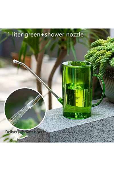 Choice1 إبريق سقي أخضر سعة 1 لتر ذو فوهة طويلة مع مجموعة مجرفة للحديقة، وعاء ...