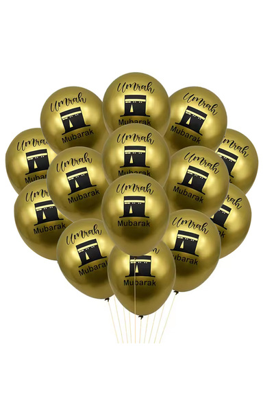 choice2 12inch A02-15pcs 15/20Pcs Black Gold Umrah Mubarak Latex Confetti Bal...
