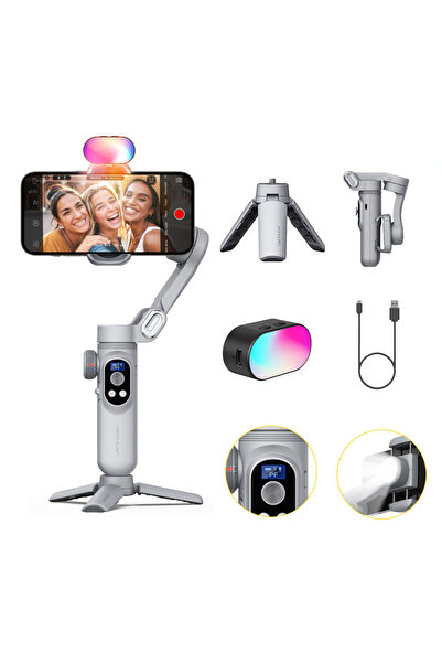 Choice طقم سمارت إكس برو الرمادي من أهوان، مثبت جيمبال ثلاثي المحاور للهواتف ...