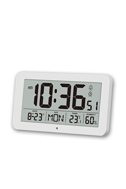 Choice1 8.5 inch WHITE Large Digital Wall Clk with Temperature Humidity Calen...