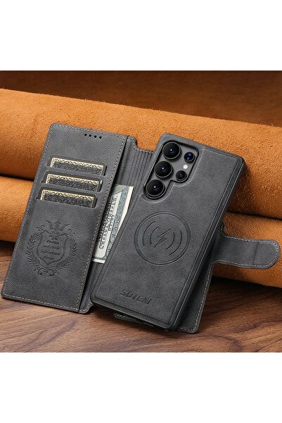 Choice9 Galaxy S23 Ultra Black SUTENI PU Leather Wireless Charging Card Holde...