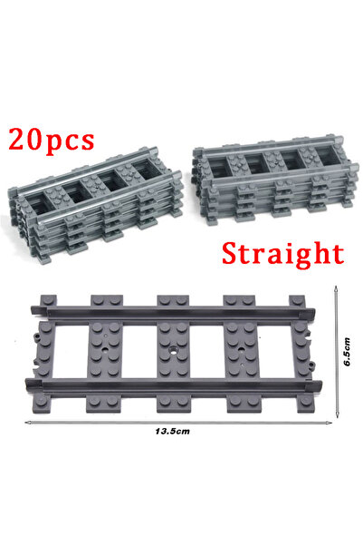 Choice23 Straight-20pcs MOC City Brick Switch Cross Forked Curved Rails Build...