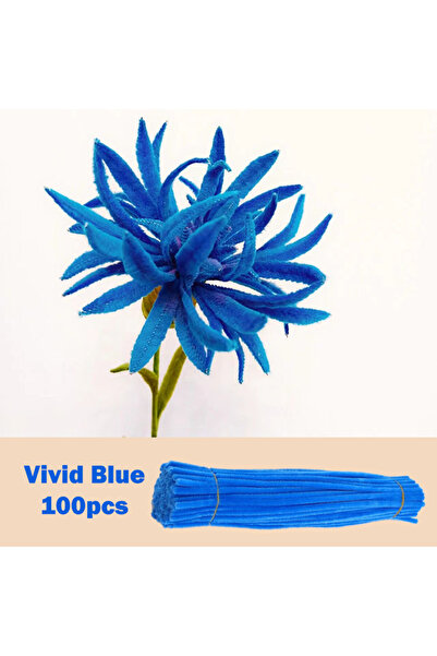 Choice37 100 قطعة من أسلاك الشانيل نسيج الشنيل ، 30 سم × 0.6 سم، لون أزرق زاه...