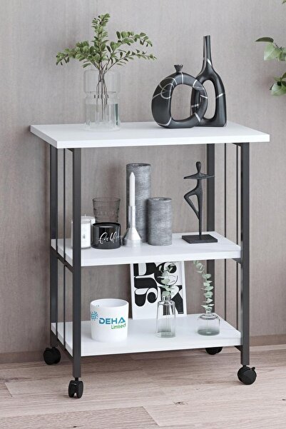 Hype Store Çok Amaçlı Frenli Tekerlekli 3 Katlı Mutfak Fırınlık Kahve Masası ...